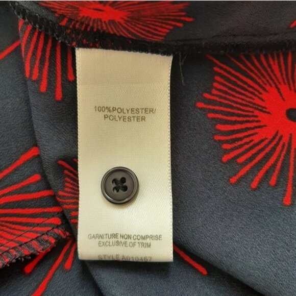 JACOB Dandelion Botanical Print Sleeveless Button Down Top Blue & Red Sz XS - Picture 9 of 9